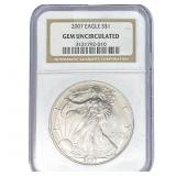 2007 Silver Eagle NGC GEM UNC