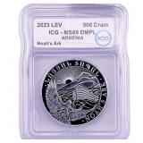 2023 Lev Armenia 1oz Silver 500 Dram ICG MS69 DMPL