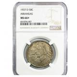 1937-D Arkansas Half Dollar NGC MS66+