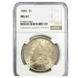 1885 Morgan Silver Dollar NGC MS61