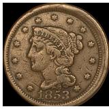 1853 Braided Hair Large Cent LIGHTLY CIRCULATED