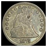 1875 Silver Seated Liberty Quarter LIGHTLY CIRCULA