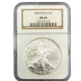 2004 Silver Eagle NGC MS69
