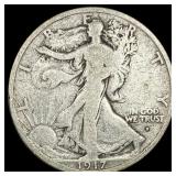 1917-D Silver Half Dollar Walking Liberty NICELY C