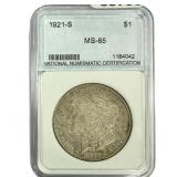 1921-S Morgan Silver Dollar NNC MS65