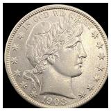 1908-D Silver Barber Half Dollar CLOSELY UNCIRCULA