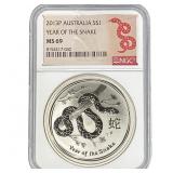 2013P Austrailia 1oz Silver $1-Year of the Snake N