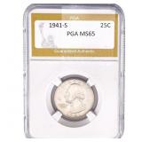 1941-S Washington Silver Quarter PGA MS65