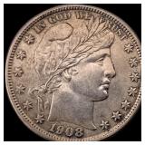1908-D Silver Barber Half Dollar CLOSELY  UNCIRCU