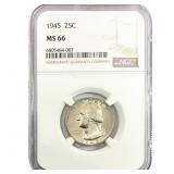 1945 Washington Silver Quarter NGC MS66