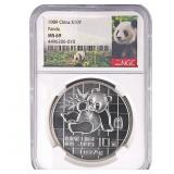 1989 China 1oz Silver 10 Yuan Panda NGC MS69