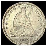 1860-O Silver Seated Liberty Quarter CLOSELY  UNC