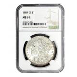 1884-O Morgan Silver Dollar NGC MS61