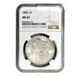 1885 Morgan Silver Dollar NGC MS63