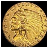 1913 Indian Head Gold $2.50 Quarter Eagle CLOSELY