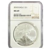 2010 Silver Eagle NGC MS69