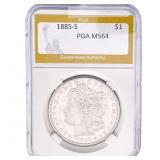 1885-S Morgan Silver Dollar PGA MS64
