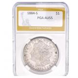 1884-S Morgan Silver Dollar PGA AU55