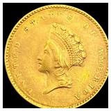 1854 Gold $1 Indian Head Type 2 CLOSELY UNCIRCULAT