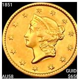 1851 Rare Gold Dollar CHOICE AU