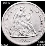 1861-S Seated Liberty Dime CHOICE BU