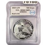 2023 Lev Armenia 1oz Silver 500 Dram ICG MS69 DMPL