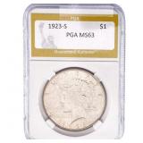 1923-S Silver Peace Dollar PGA MS63