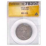 1918 Lincoln Half Dollar ANACS MS61