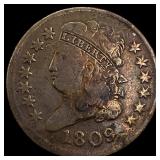 1809 Copper Half Cent NICELY CIRCULATED