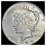 1934 Silver Peace Dollar NEARLY UNCIRCULATED