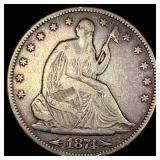 1874 Arrows Seated Liberty Half Dollar NEARLY UNCI
