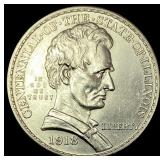 1918 Silver Half Dollar Illinois Centennial    UN