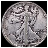 1918-D Silver Walking Liberty Half Dollar  LIGHT