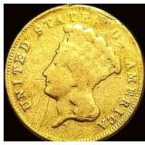 1870 $3 Gold Indian Princess Head NICELY  CIRCULA