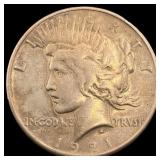 1921 Silver Peace Dollar NEARLY UNCIRCULATED