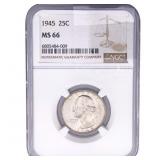 1945 Washington Silver Quarter NGC MS66