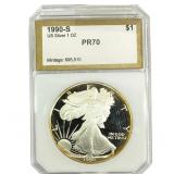 1990-S Silver Eagle PCI PR70