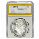 1880-S Morgan Silver Dollar PGA MS65 PL