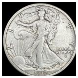 1916-D Silver Walking Liberty Half Dollar NEARLY U