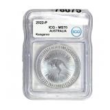2022-P Austrailia 1oz Silver $1-Kangaroo ICG MS70