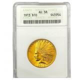 1913 $10 Gold Eagle ANACS AU58