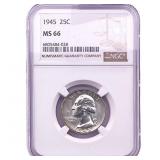 1945 Washington Silver Quarter NGC MS66