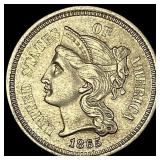 1865 Nickel Three-Cent Piece CHOICE AU