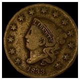 1833 Coronet Head Large Cent LIGHTLY CIRCULATED