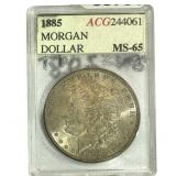 1885 Morgan Silver Dollar ACG MS65