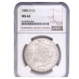 1885-O Morgan Silver Dollar NGC MS62