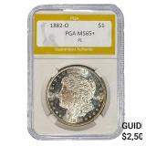 1882-O Morgan Silver Dollar PGA MS65+ PL
