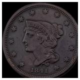 1841 Braided Hair Large Cent CLOSELY  UNCIRCULATE