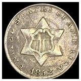 1852 Silver Three-Cent Piece NEARLY UNCIRCULATED