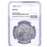 1885-O Morgan Silver Dollar NGC MS62